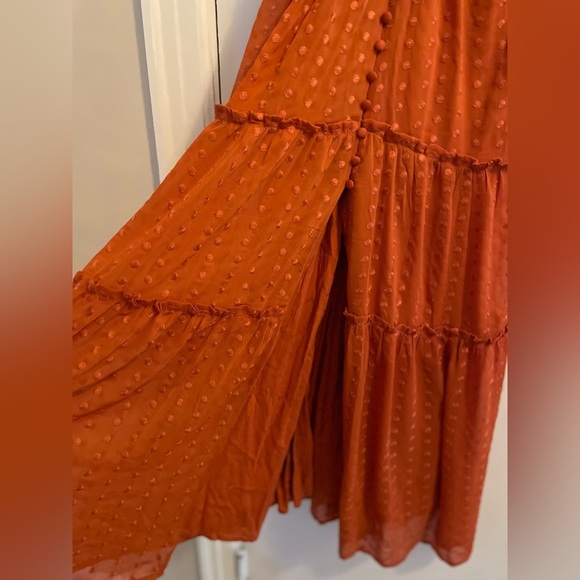 NWT Anthropologie Ruched Tiered Dress Terra Cotta Size XS - Picture 4 of 15
